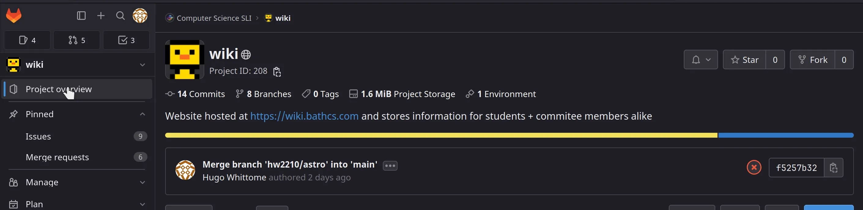 gif showing the steps of going to the merge requests menu under pinned and clicking
new merge request button and choosing a branch to merge into main