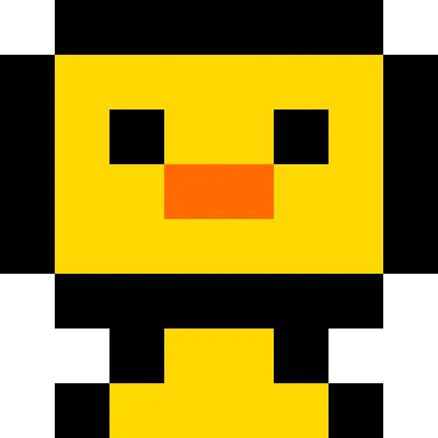 A pixelated duck facing you