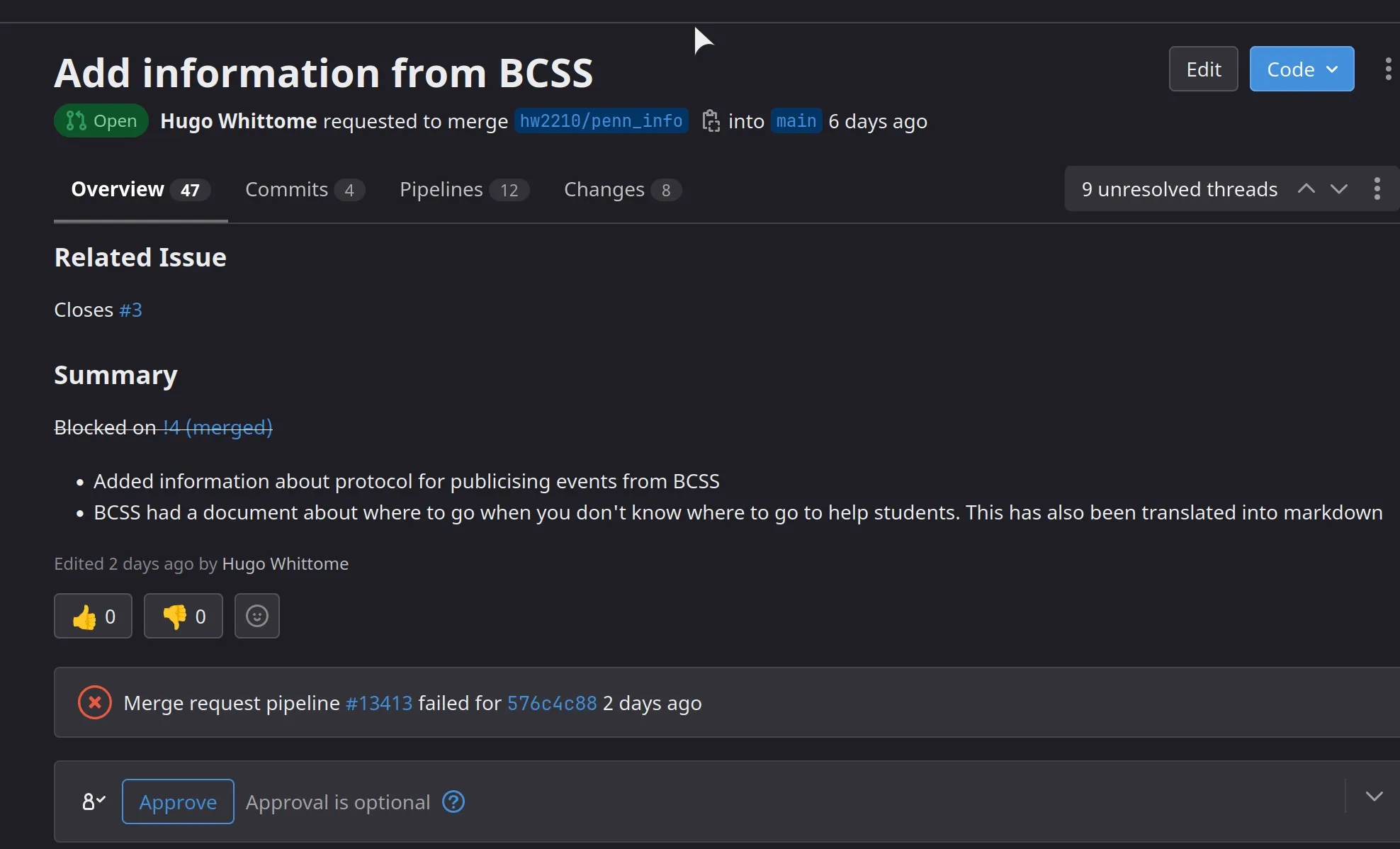 gif showing going to commits tab and adding a comment to the review,
selecting multiple lines